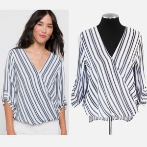 Stitch Fix West Kei Allan Surplice Rolltab hi lo blouse Small NWT